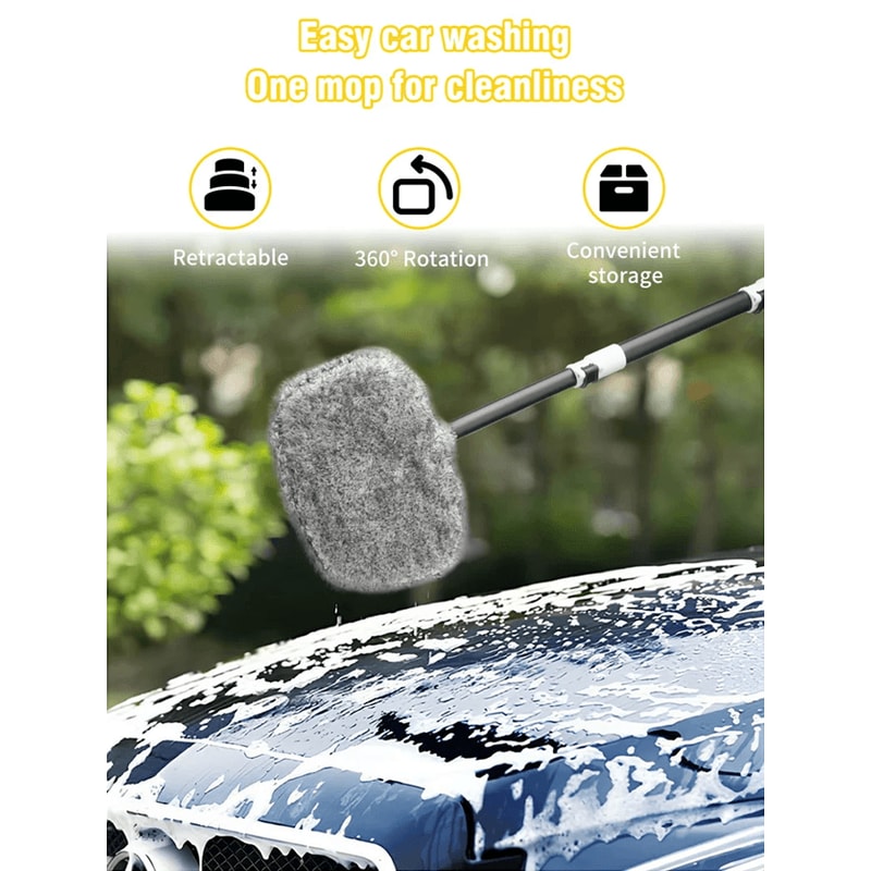 Telescoping Car Wash Brush With 15 Degree Bend And Long Handle 0