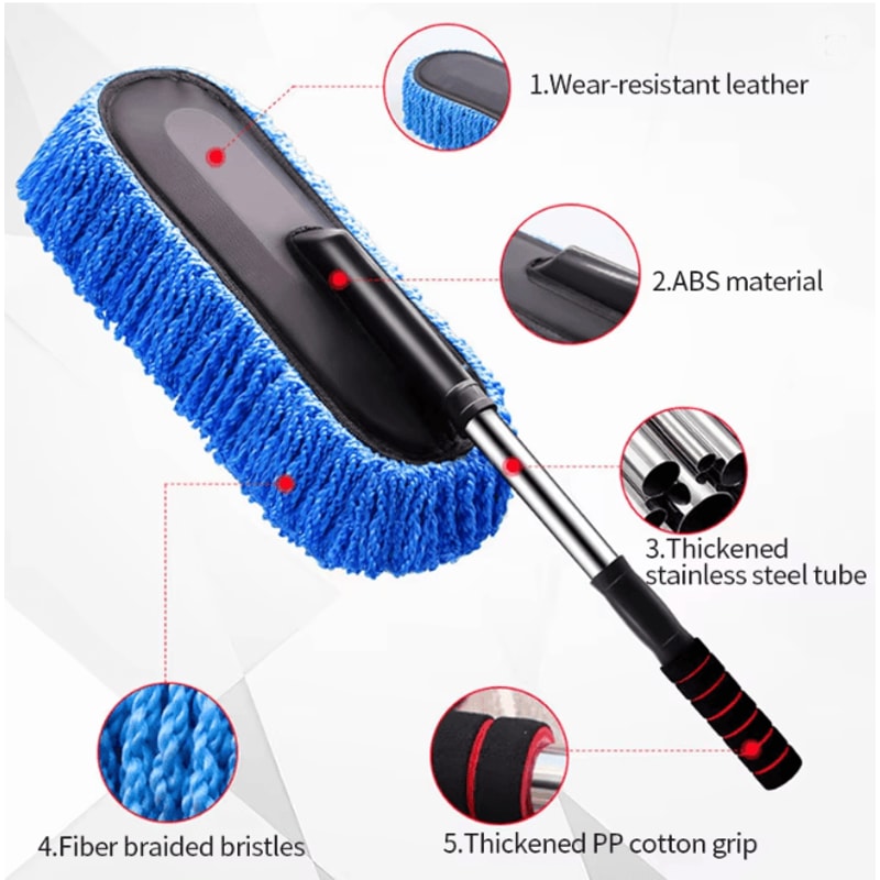 SEAMETAL Microfiber Car Wash Mop With Extendable Handle 1