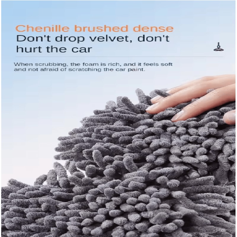 LEIBOO Chenille Car Wash Mop With Telescopic Handle And Double Brush Head 2