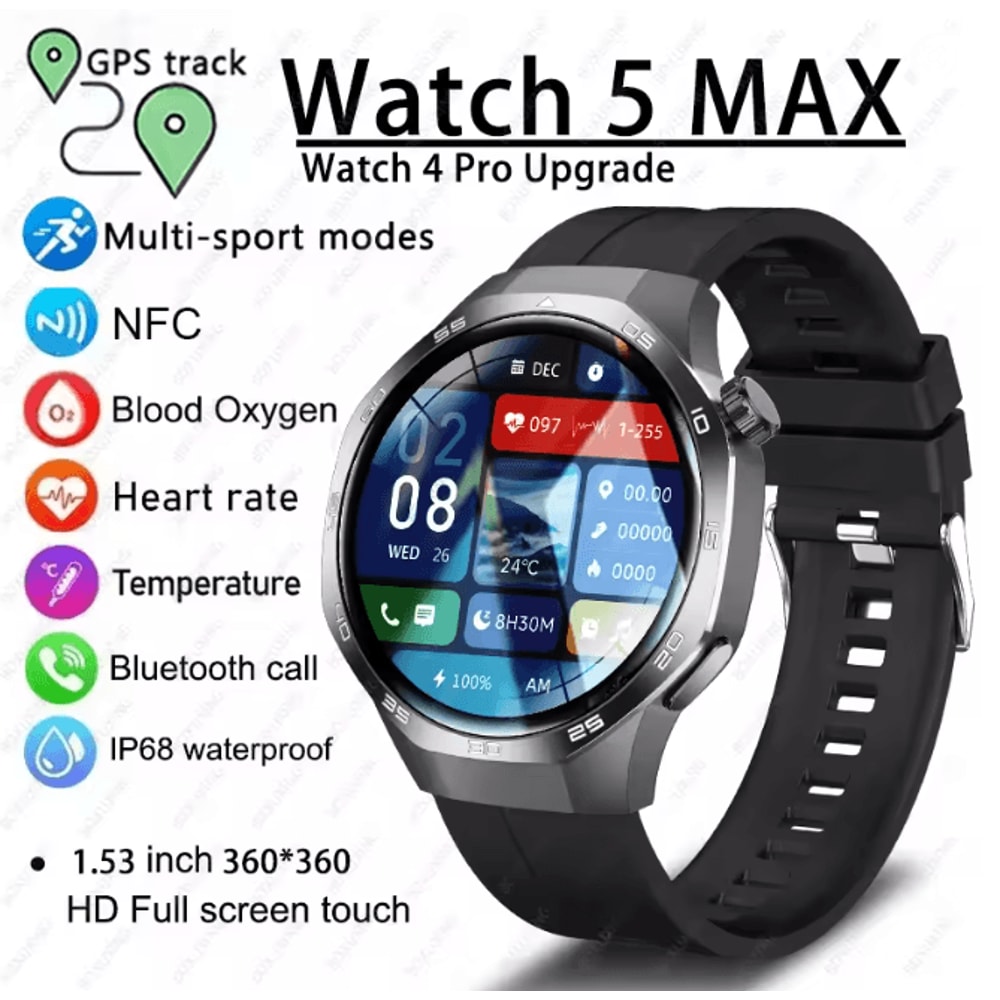 Watch 5 MAX AMOLED GPS Smart Watch With Bluetooth Calling And NFC 0