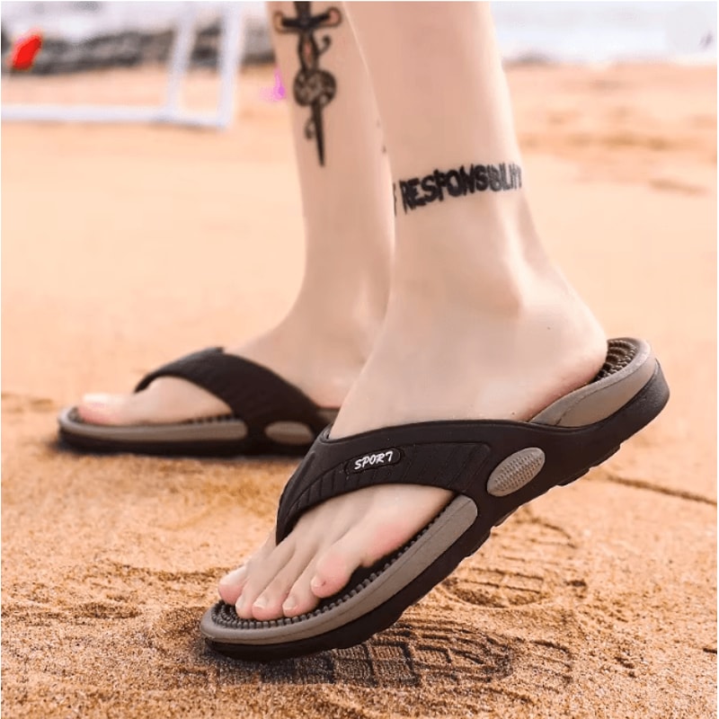 AirFlex Mens Massage Flip Flops Breathable Luxury Beach Sandals 2