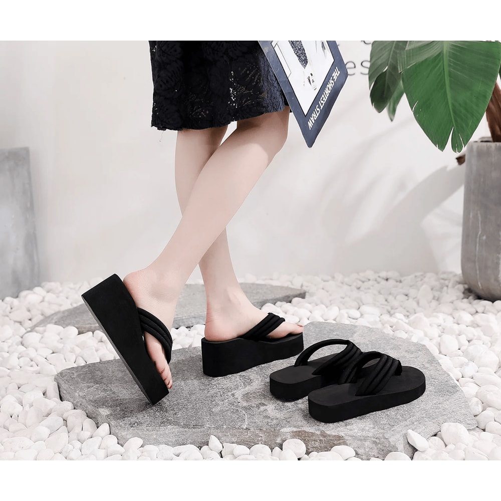 ElevateEase Women Wedge Flip Flops Platform Summer Sandals 0