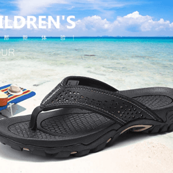 jumpmore pu leather mens summer flip flops beach sandals