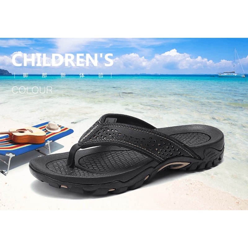 Jumpmore PU Leather Mens Summer Flip Flops Beach Sandals 0