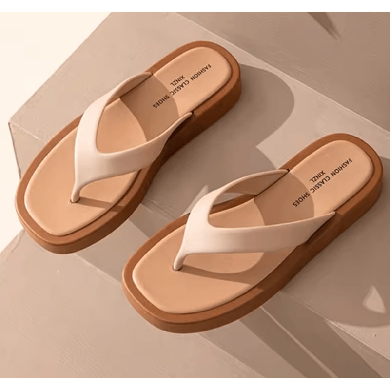 MonoLift Women Platform Flip Flops Thick Bottom Leather Sandals 3