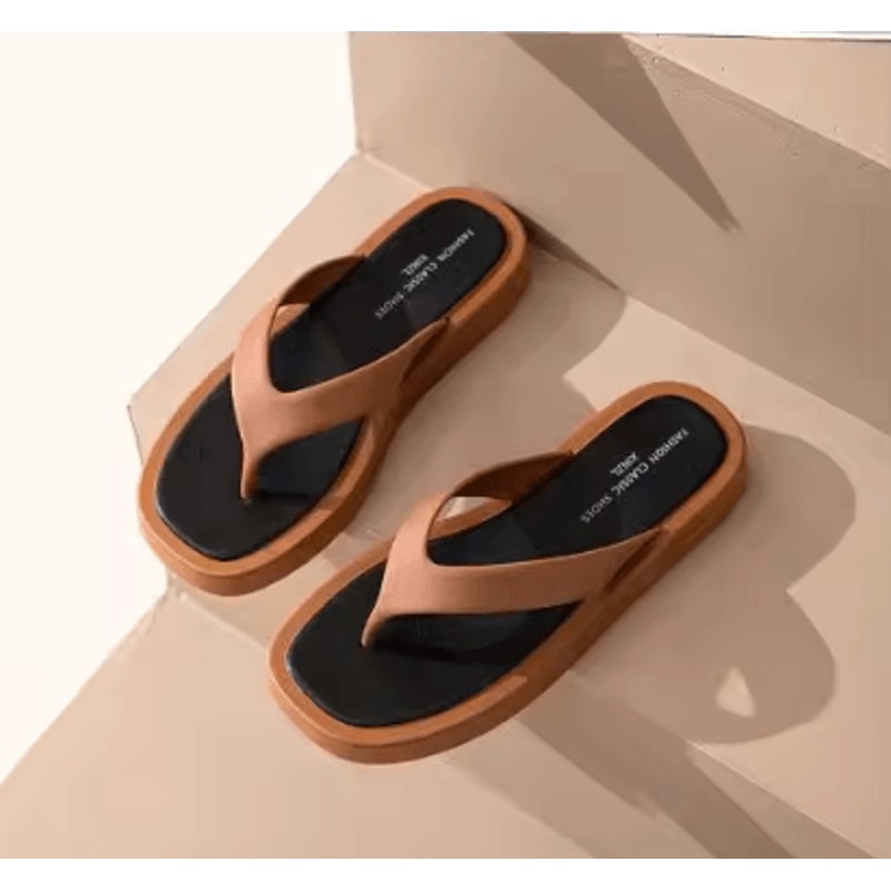 MonoLift Women Platform Flip Flops Thick Bottom Leather Sandals 5