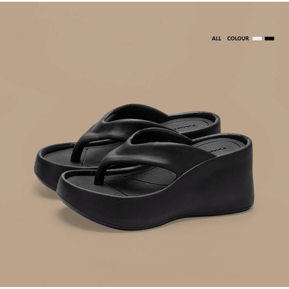 ElevateChic Women Wedge Platform Flip Flops Chunky Beach Sandals 4
