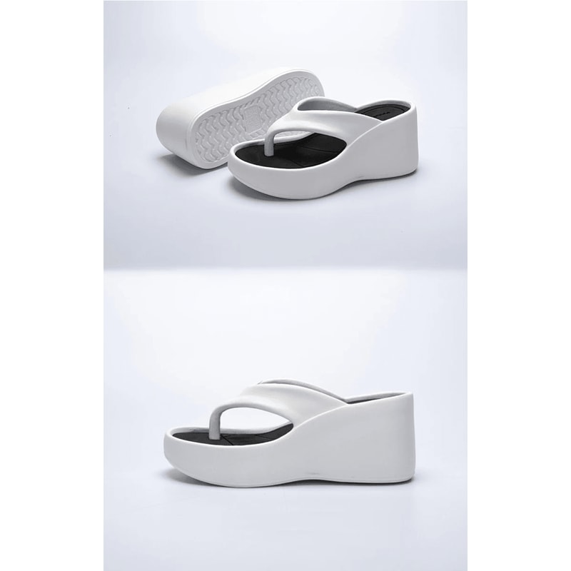 ElevateChic Women Wedge Platform Flip Flops Chunky Beach Sandals 1