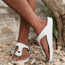 men adjustable buckle flip flops casual comfort beach sandals