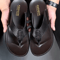 Genuine Leather Mens Flip Flops Soft Sole Summer Beach Sandals 3