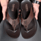 Genuine Leather Mens Flip Flops Soft Sole Summer Beach Sandals 4