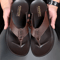 Genuine Leather Mens Flip Flops Soft Sole Summer Beach Sandals 4