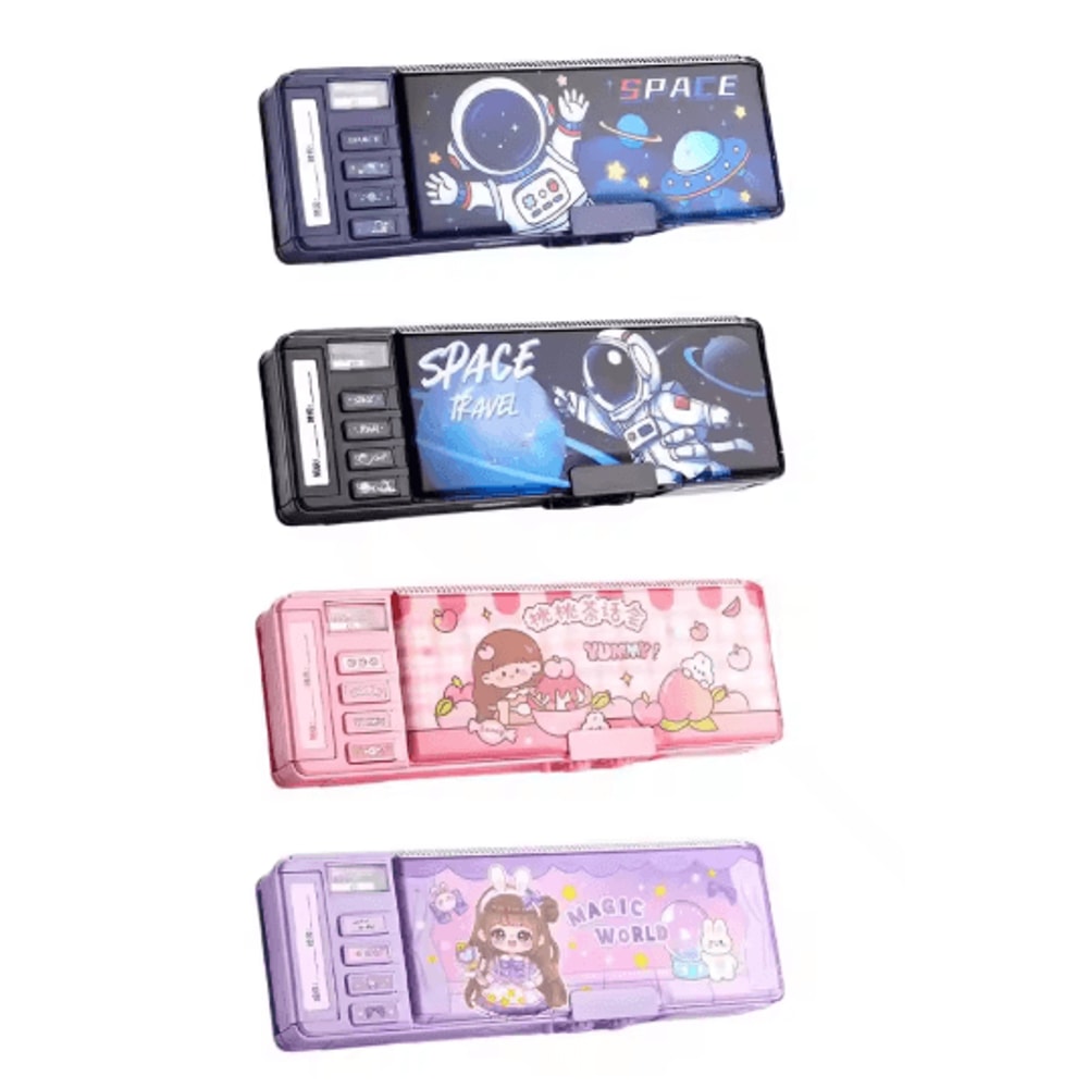 Multifunction Password Lock Pencil Box Double Layer Student Organizer 2