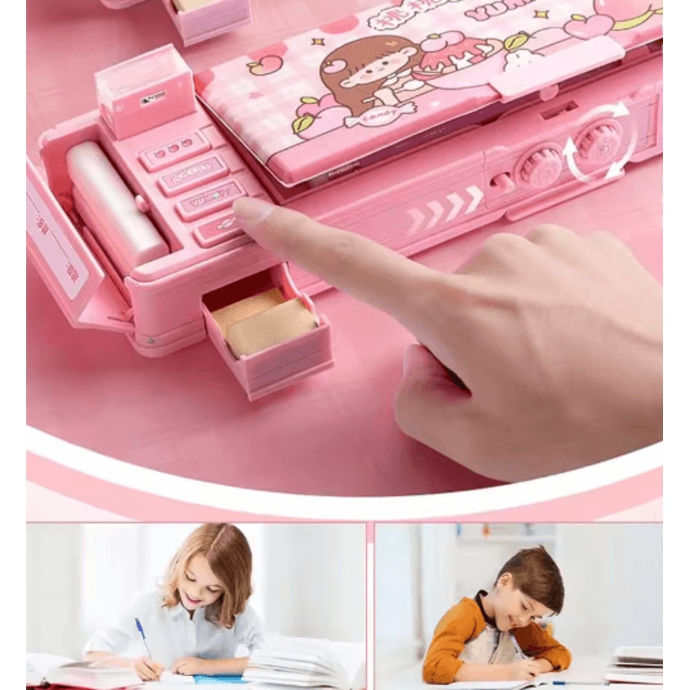 Multifunction Password Lock Pencil Box Double Layer Student Organizer 1
