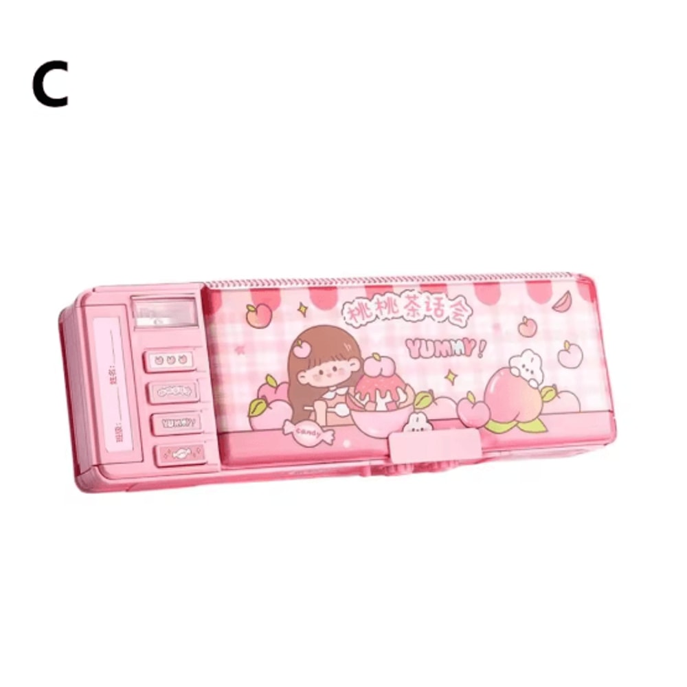 Multifunction Password Lock Pencil Box Double Layer Student Organizer 5