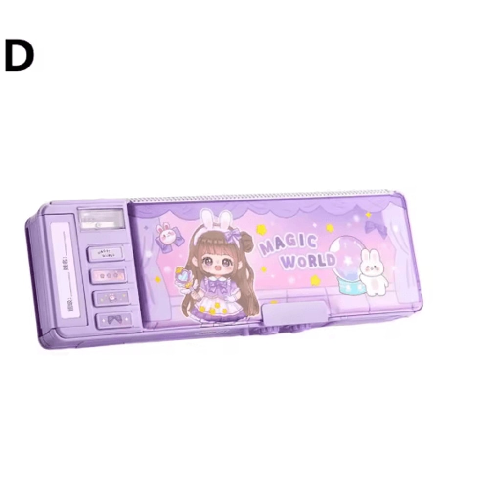 Multifunction Password Lock Pencil Box Double Layer Student Organizer 6