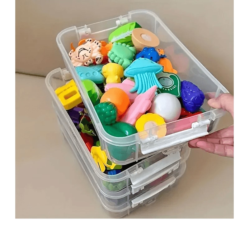 4 Layer Transparent Makeup Organizer Box Stackable Desk Storage Drawers 2