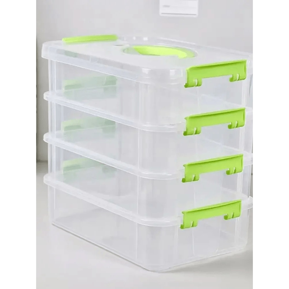 4 Layer Transparent Makeup Organizer Box Stackable Desk Storage Drawers 3