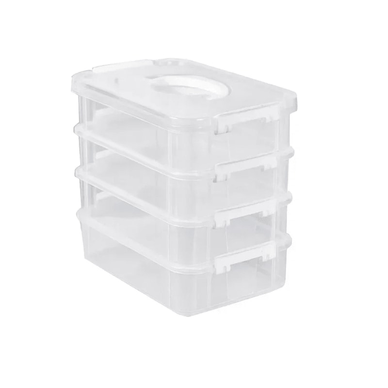 4 Layer Transparent Makeup Organizer Box Stackable Desk Storage Drawers 4