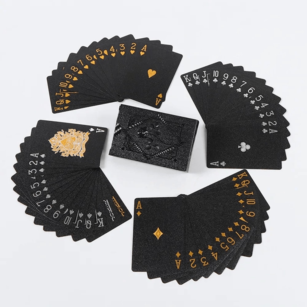 Black Gold Waterproof Playing Cards Luxury Poker Deck 1