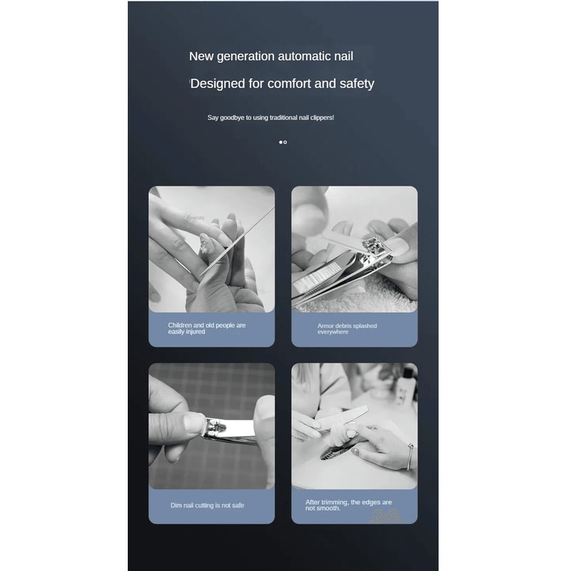 Automatic Electric Nail Clipper With LED Light USB Rechargeable Nail Grinder 1