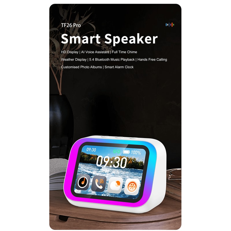 Smart Bluetooth 54 Speaker With Touch Screen Display And Alarm Clock 0