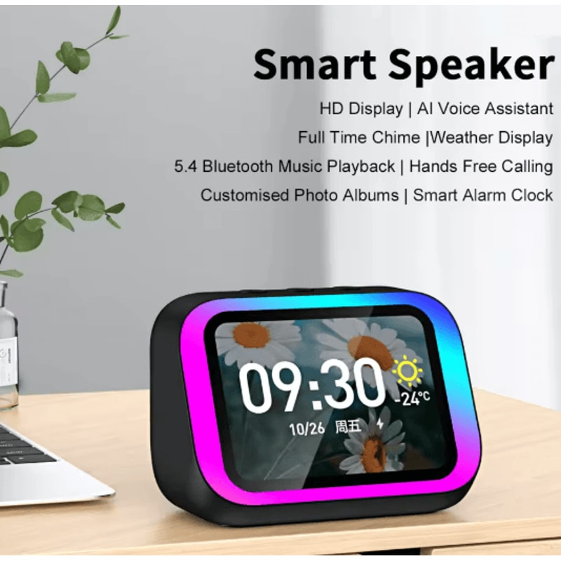 Smart Bluetooth 54 Speaker With Touch Screen Display And Alarm Clock 3