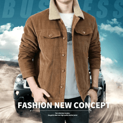 mens corduroy padded winter jacket fleece lined cotton parka