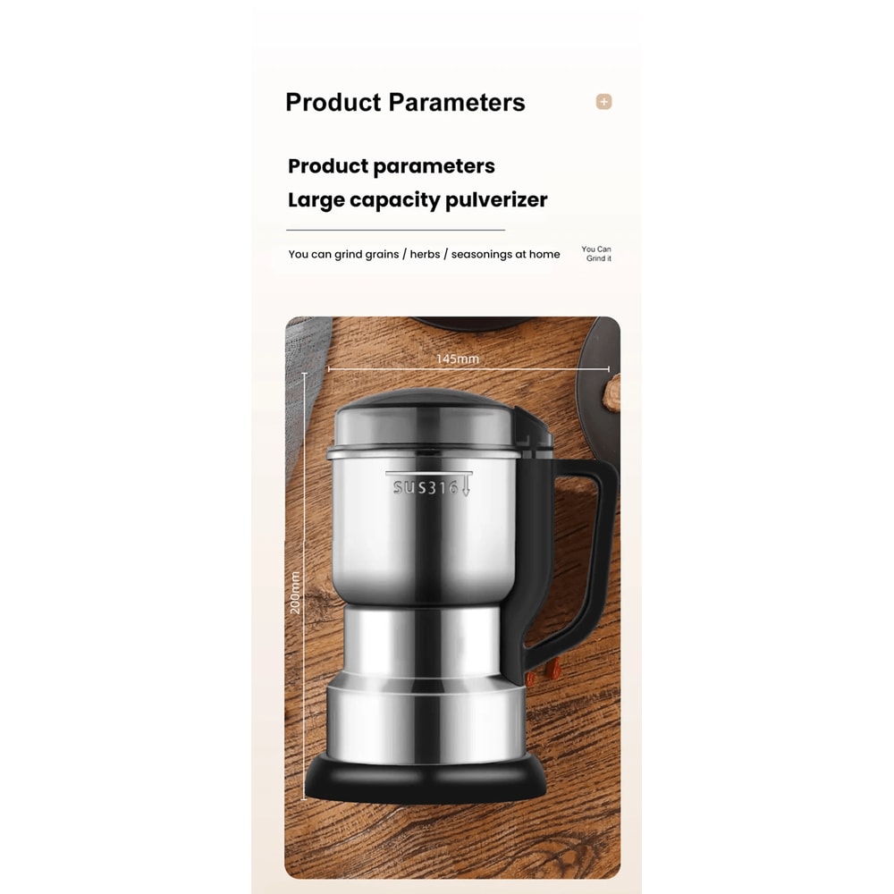 High Power Electric Coffee Grinder For Beans Spices And Grains 2