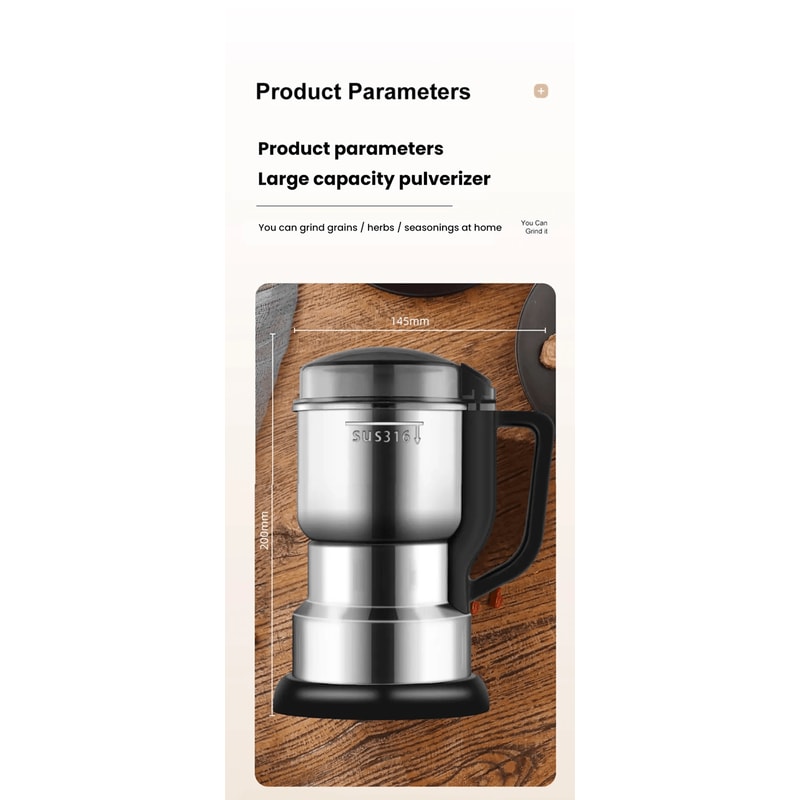 High Power Electric Coffee Grinder For Beans Spices And Grains 2