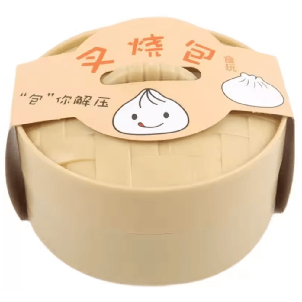 Squishy Bun Stress Relief Toy With Steamer Basket Decor 0