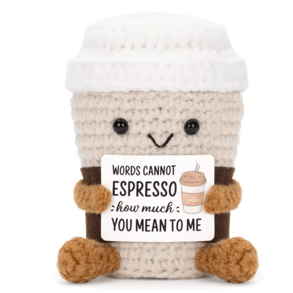 Emotional Support Coffee Crochet Doll Desk Decor Gift 13