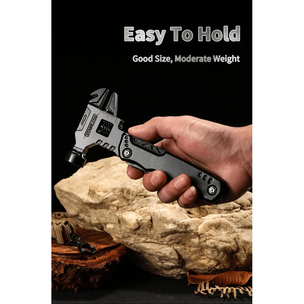 Multifunctional Camping Survival Multi Tool Hammer Wrench Knife 0