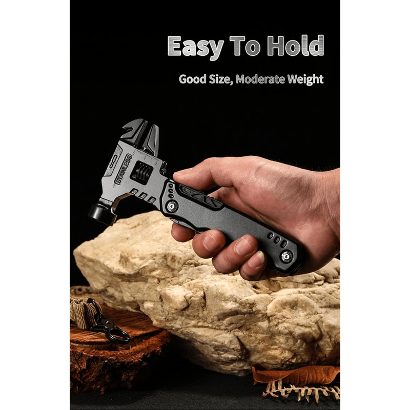 Multifunctional Camping Survival Multi Tool Hammer Wrench Knife 0