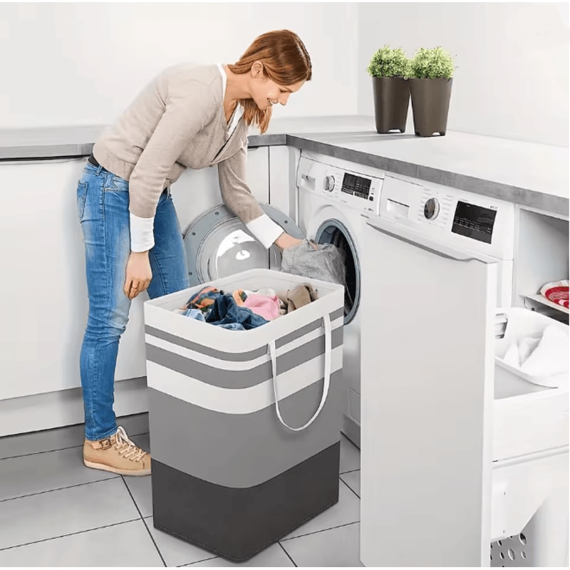 75L Large Laundry Hamper Basket With Handles Durable Clothes Storage Bag 0