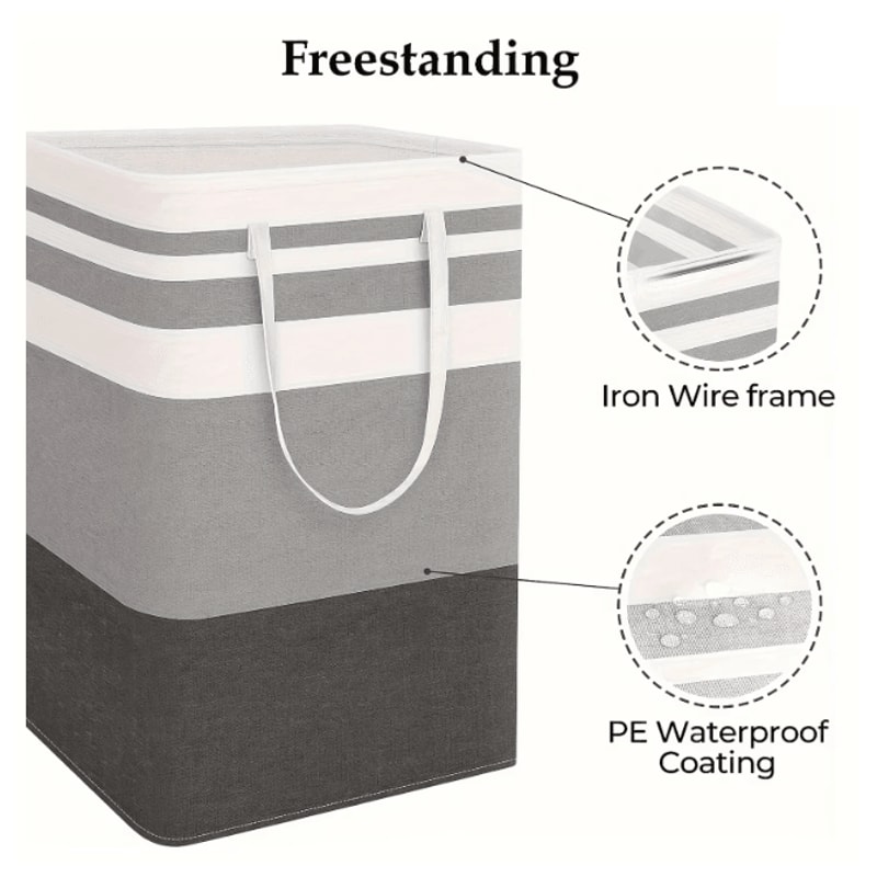 75L Large Laundry Hamper Basket With Handles Durable Clothes Storage Bag 1