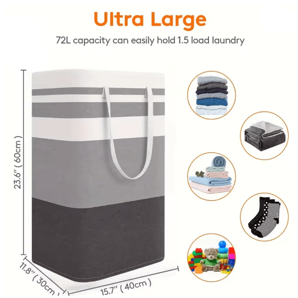 75L Large Laundry Hamper Basket With Handles Durable Clothes Storage Bag 6