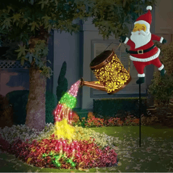 santa solar kettle garden light outdoor christmas led decor