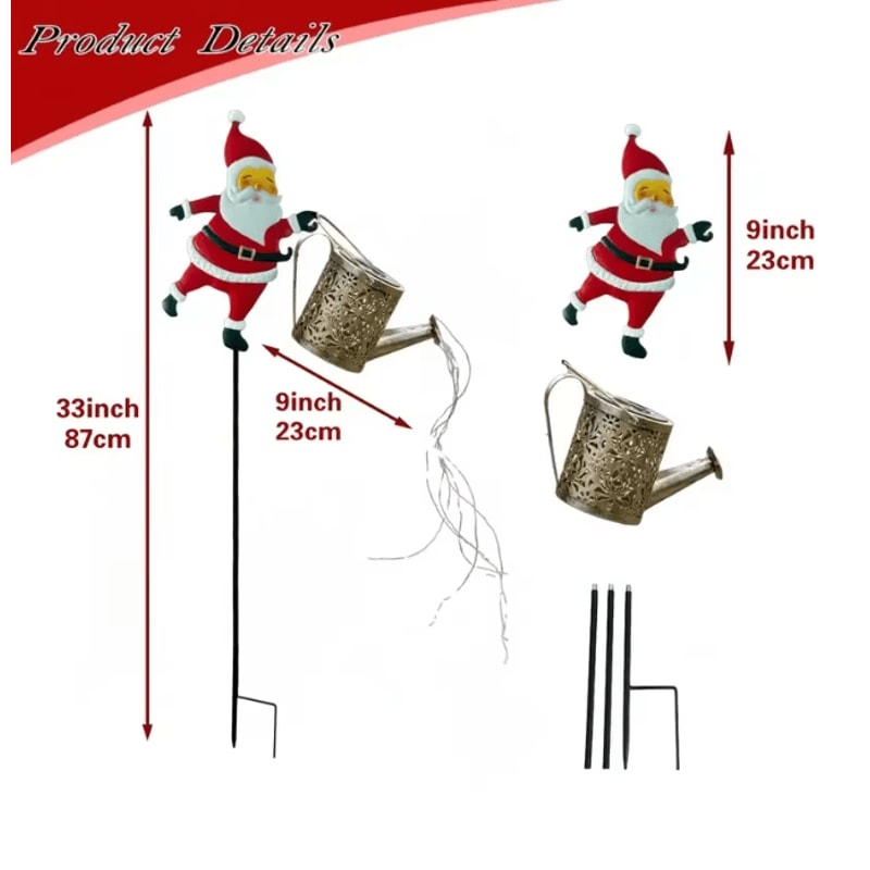 Santa Solar Kettle Garden Light Outdoor Christmas LED Decor 3