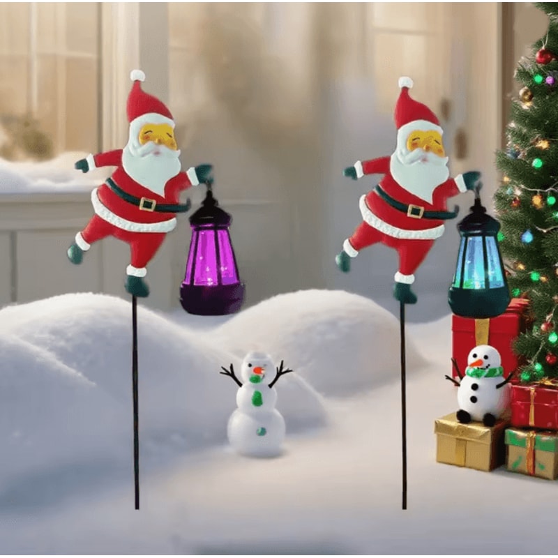 Santa Solar Kettle Garden Light Outdoor Christmas LED Decor 4