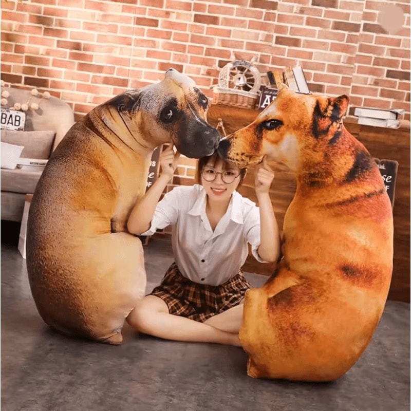 3D Lifelike Dog Head Throw Pillow Cute Animal Cushion Decor 2