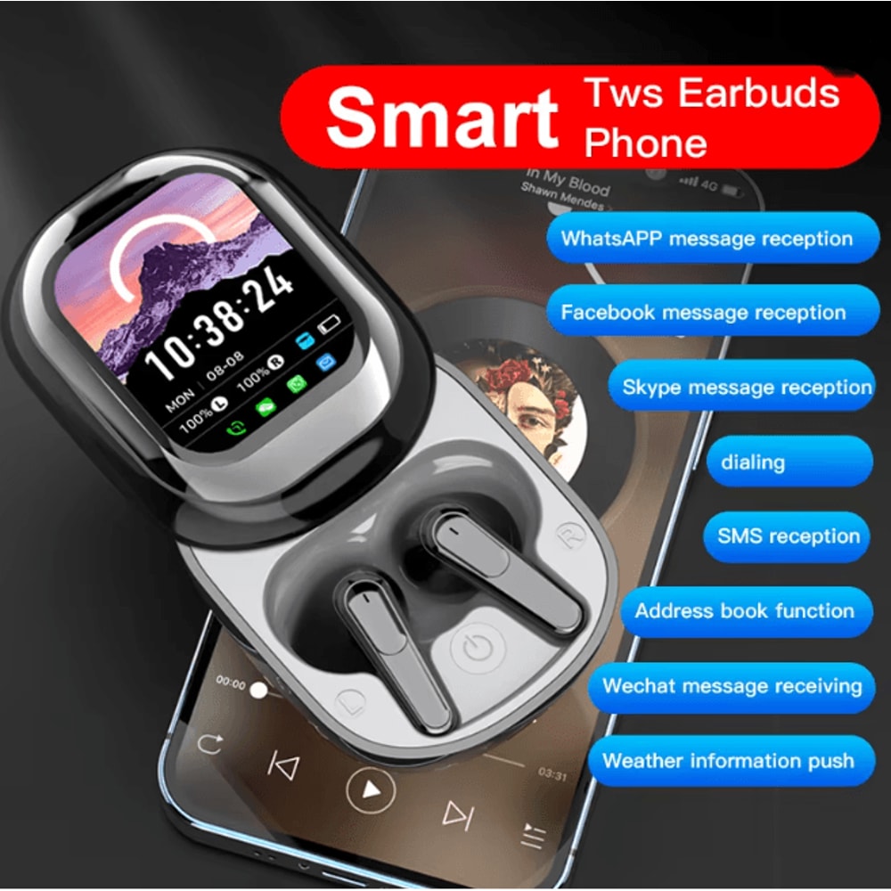 SE ONE Smart Touch Screen Wireless Earbuds With LED Display Case 2