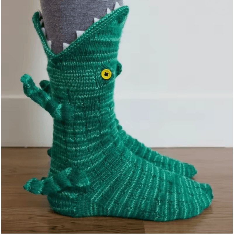 Funny Crocodile Christmas Socks Knitted Animal Holiday Party Socks 5