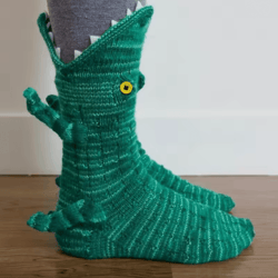 funny crocodile christmas socks knitted animal holiday party socks
