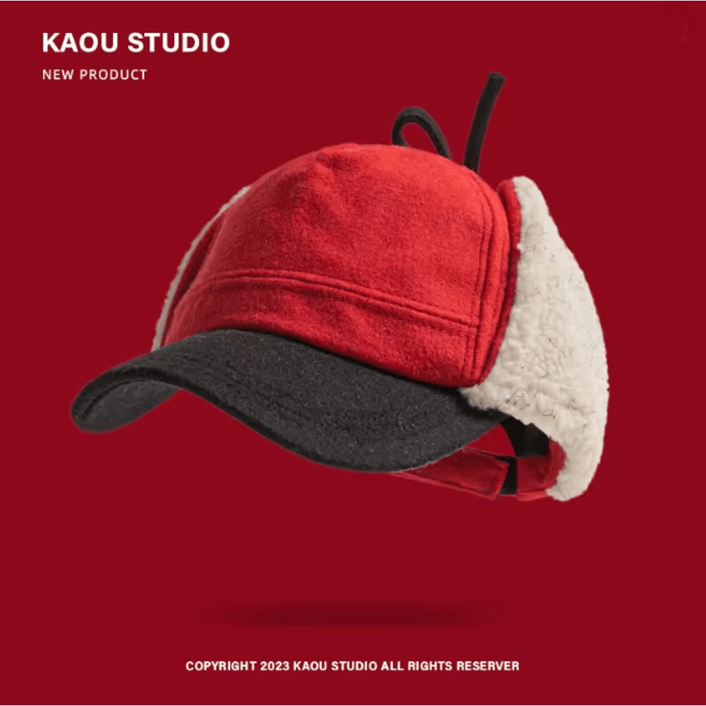 Retro Wool Bomber Hat With Ear Flaps Plush Thermal Winter Cap 5