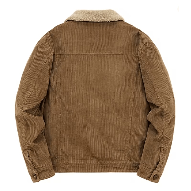 Mens Corduroy Padded Winter Jacket Casual Zip Parka Coat 4