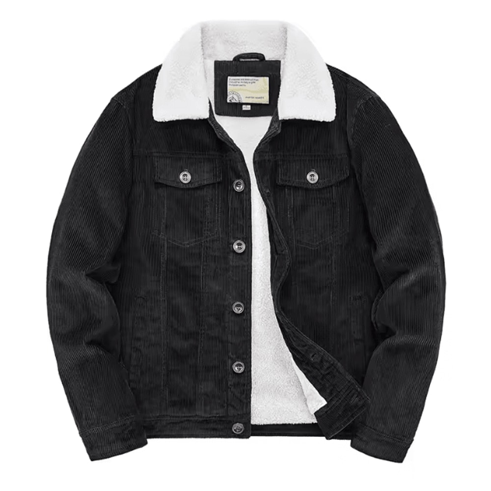 Mens Corduroy Padded Winter Jacket Casual Zip Parka Coat 6