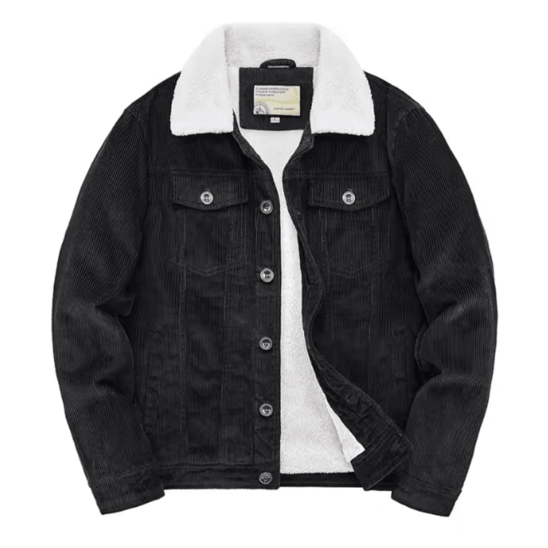 Mens Corduroy Padded Winter Jacket Casual Zip Parka Coat 6