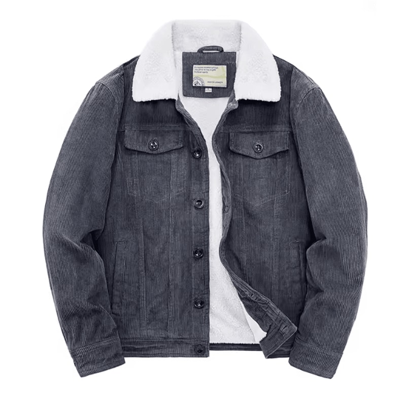 Mens Corduroy Padded Winter Jacket Casual Zip Parka Coat 7