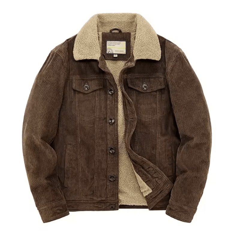 Mens Corduroy Padded Winter Jacket Casual Zip Parka Coat 0